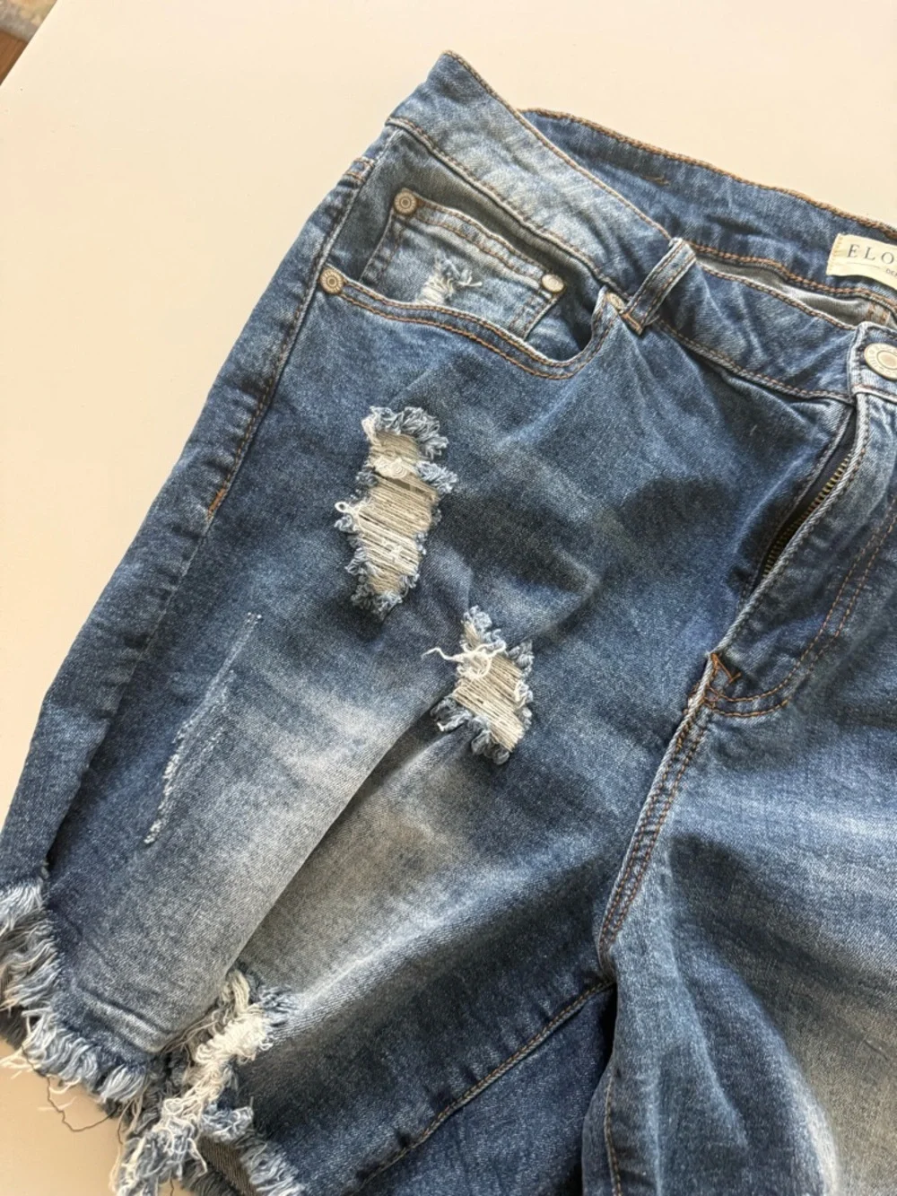 NWT Eloqui Distressed Denim Shorts